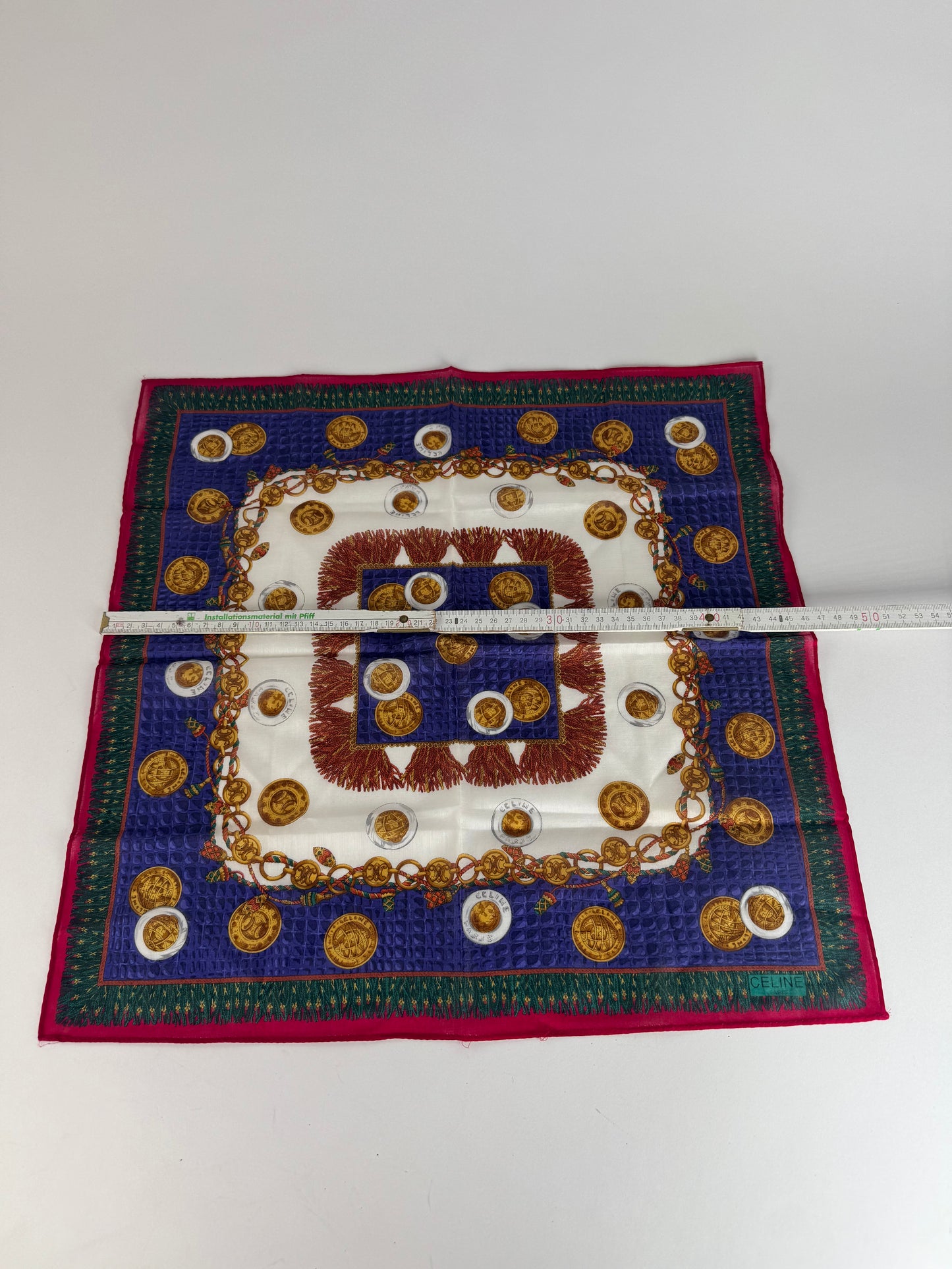 Vintage Celine Scarf Red Blue Green