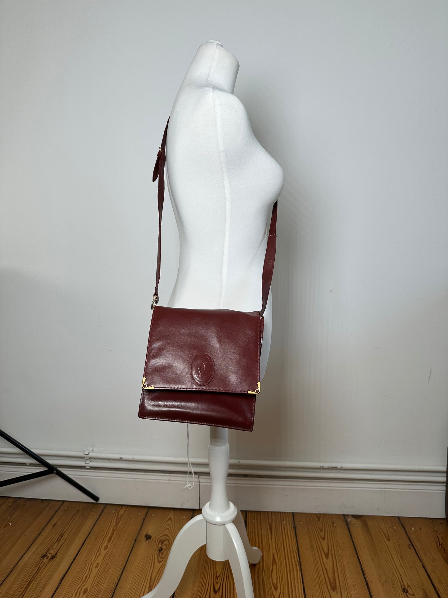 Vintage Cartier Must de Cartier Leather Shoulder Bag Bordeaux