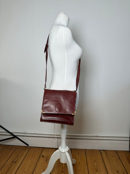 Vintage Cartier Must de Cartier Leather Shoulder Bag Bordeaux