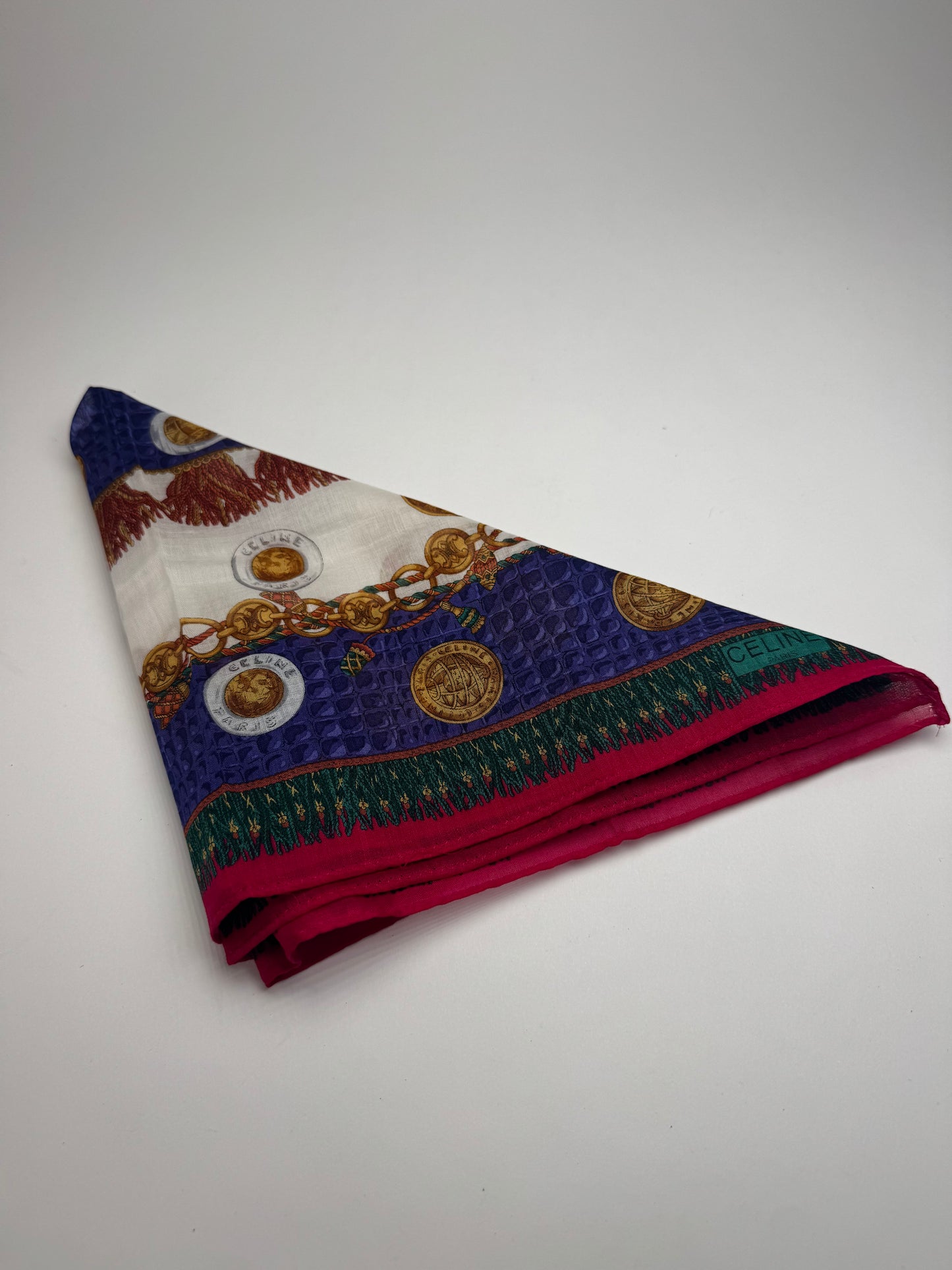 Vintage Celine Scarf Red Blue Green