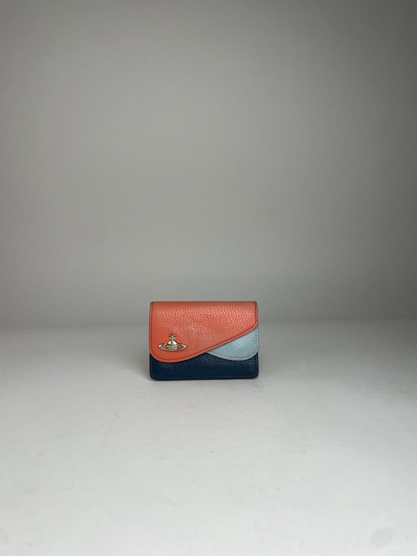 Vintage Vivienne Westwood Leather Card Holder Orange Blue Navy