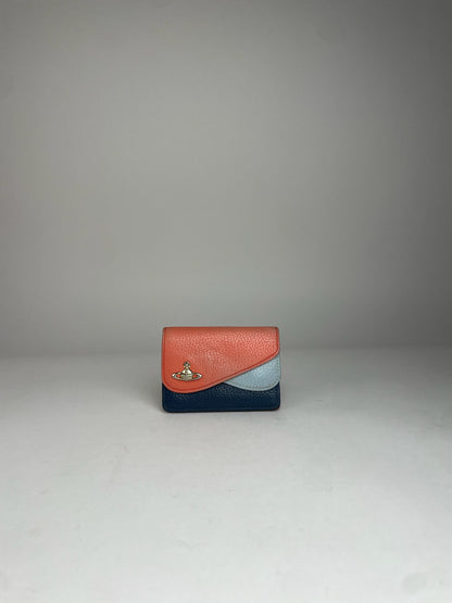 Vintage Vivienne Westwood Leather Card Holder Orange Blue Navy