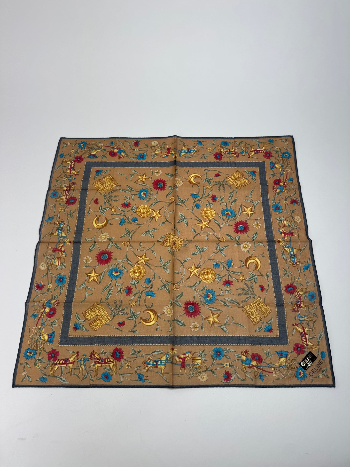 Vintage Celine Scarf Brown Blue