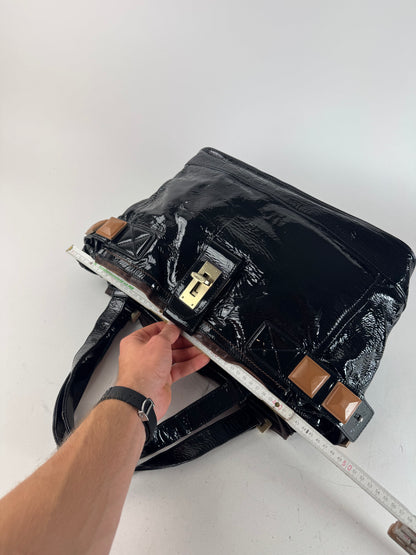 Vintage Chloe Patent Leather Paddington Tote Bag black