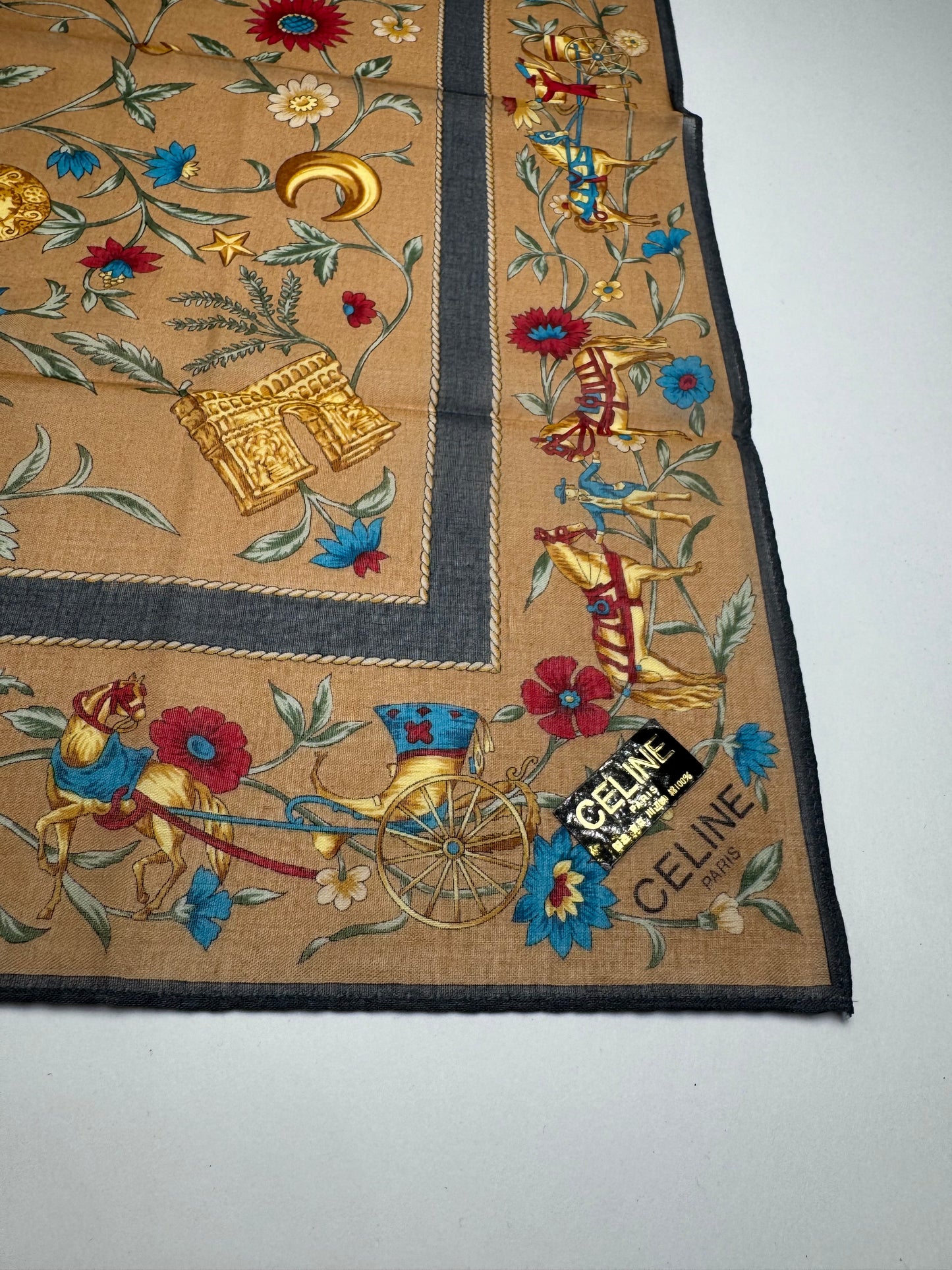 Vintage Celine Scarf Brown Blue