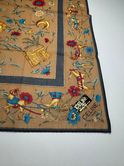 Vintage Celine Scarf Brown Blue