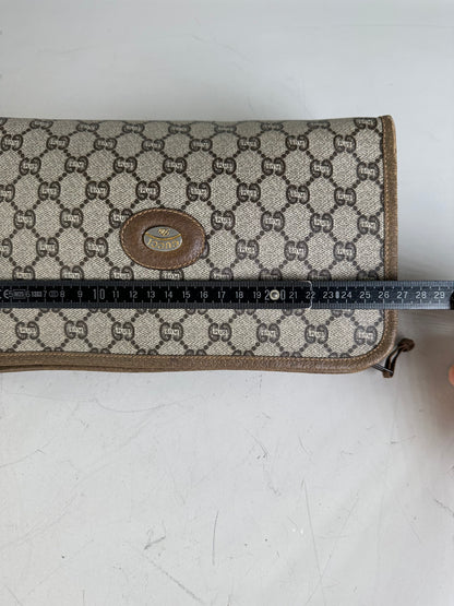 Vintage Gucci GG Supreme Canvas Clutch Wallet Beige Brown
