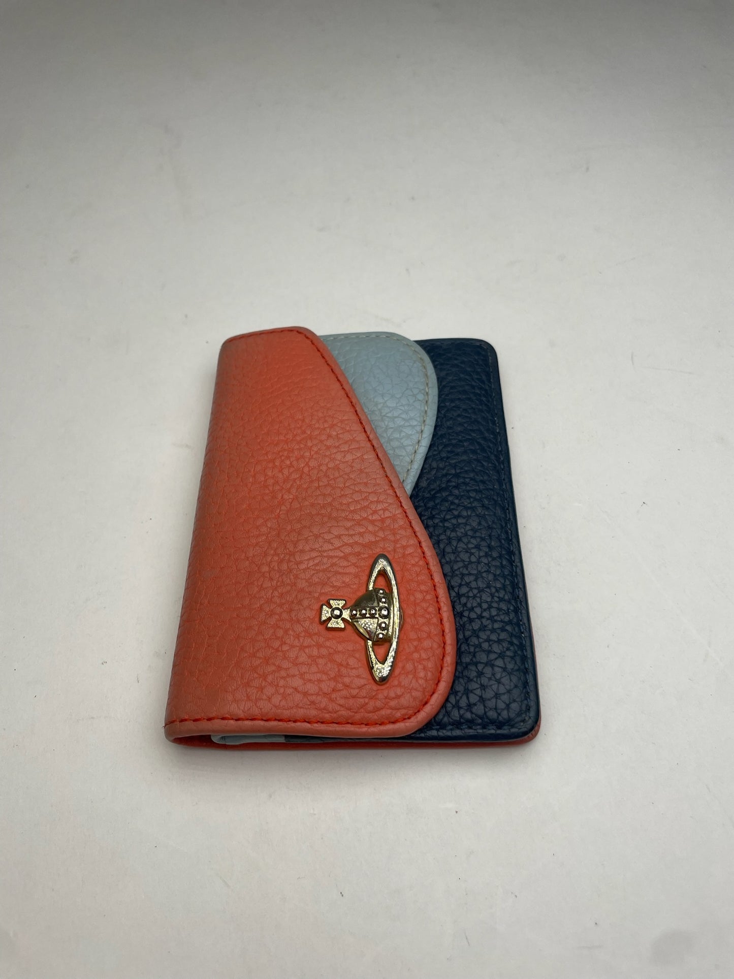 Vintage Vivienne Westwood Leather Card Holder Orange Blue Navy
