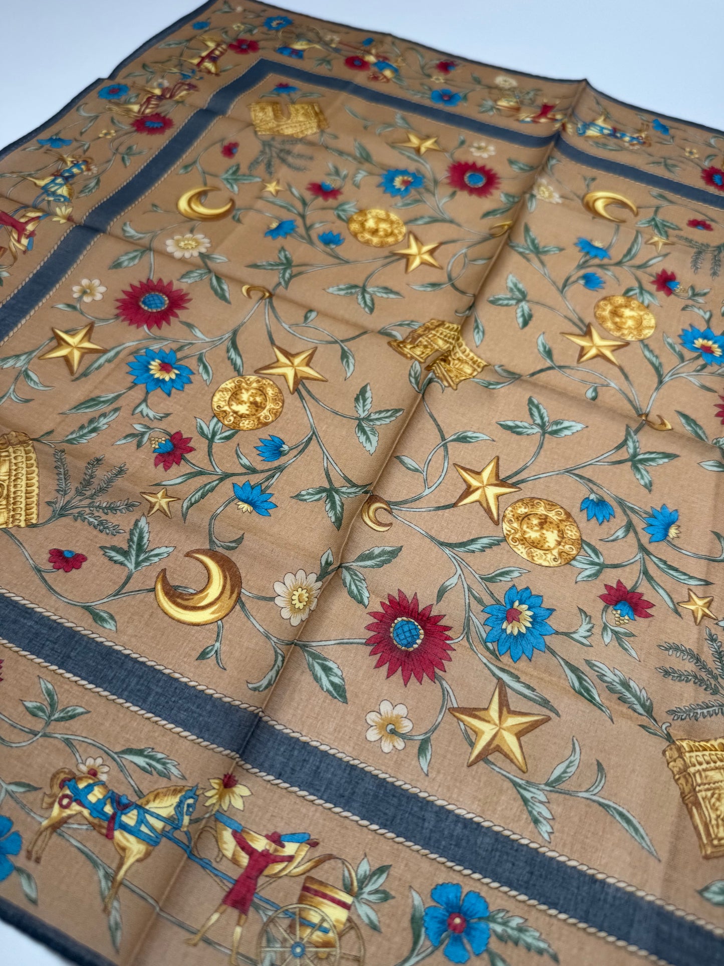 Vintage Celine Scarf Brown Blue