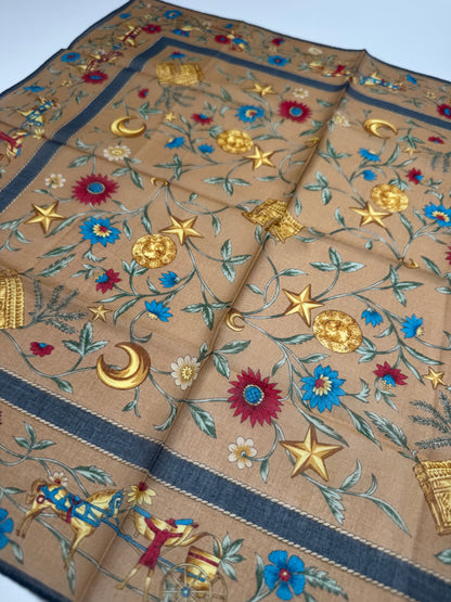 Vintage Celine Scarf Brown Blue