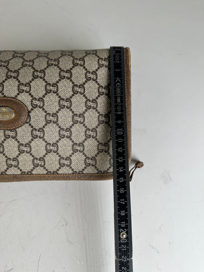 Vintage Gucci GG Supreme Canvas Clutch Wallet Beige Brown