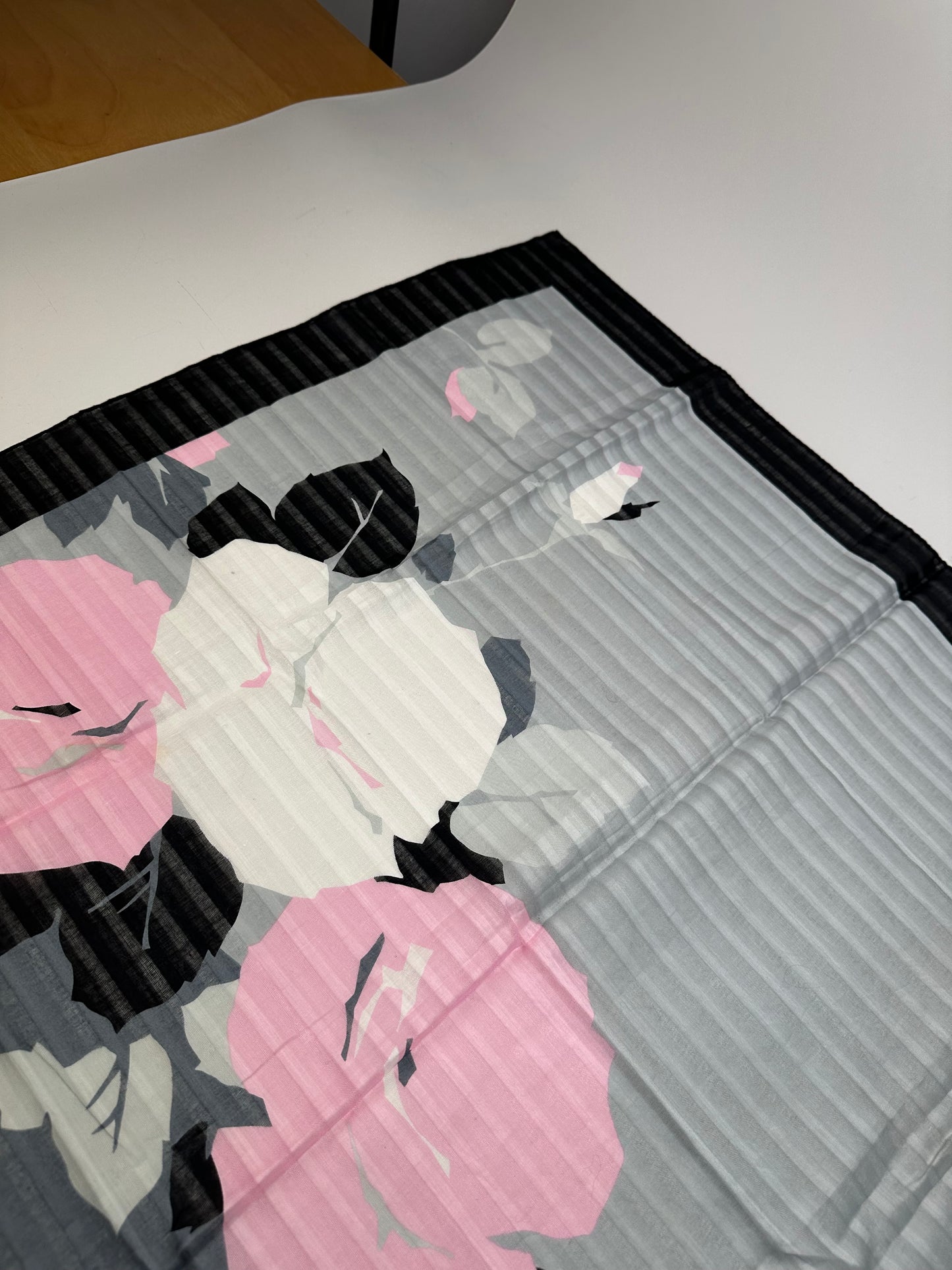 Vintage Dior Silk Foulard Scarf Gray Pink White