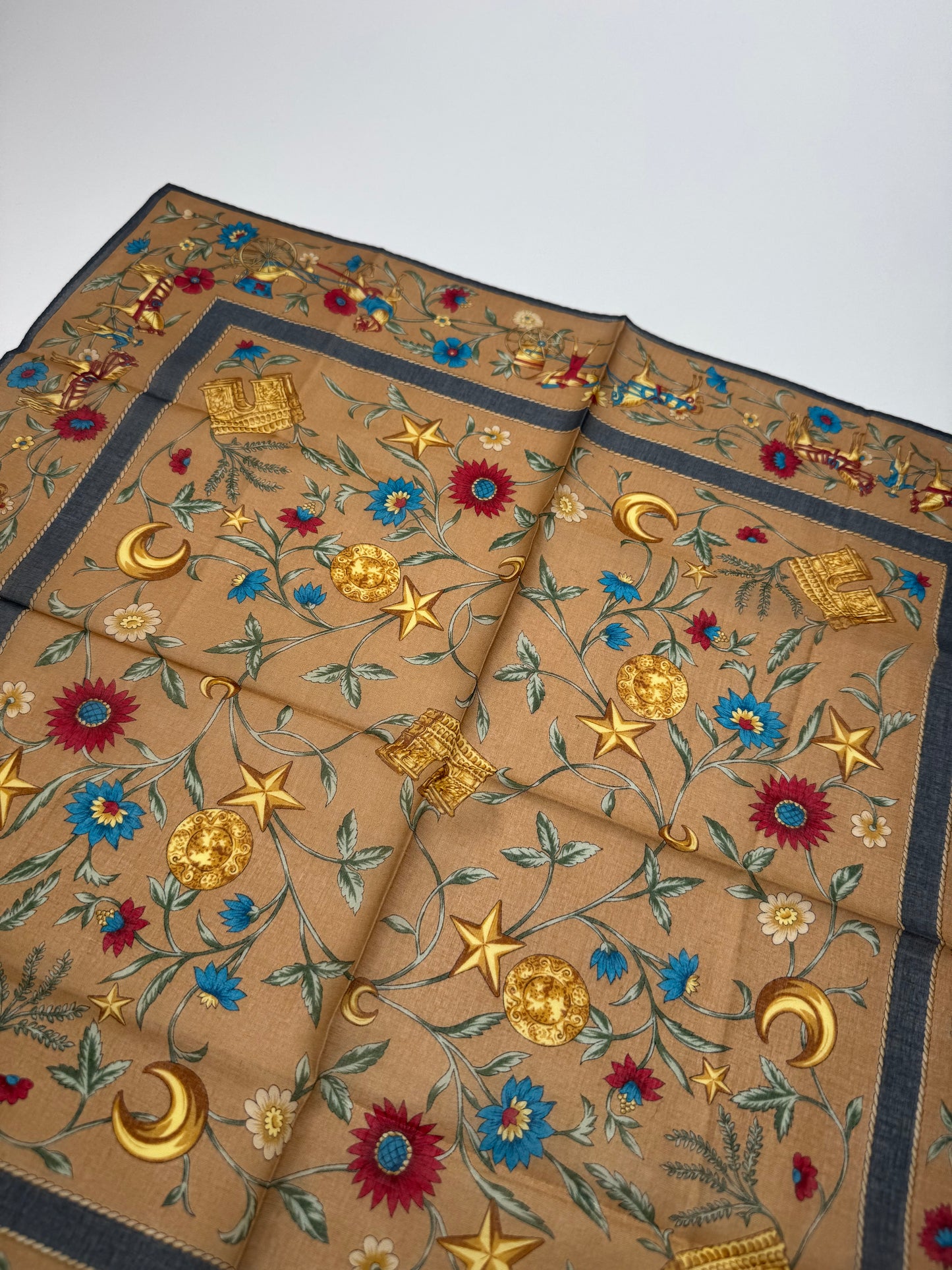 Vintage Celine Scarf Brown Blue