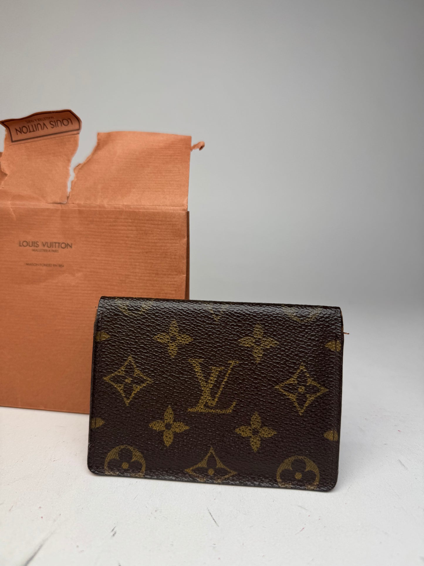 Vintage Louis Vuitton Flapable Leather Card Holder Brown