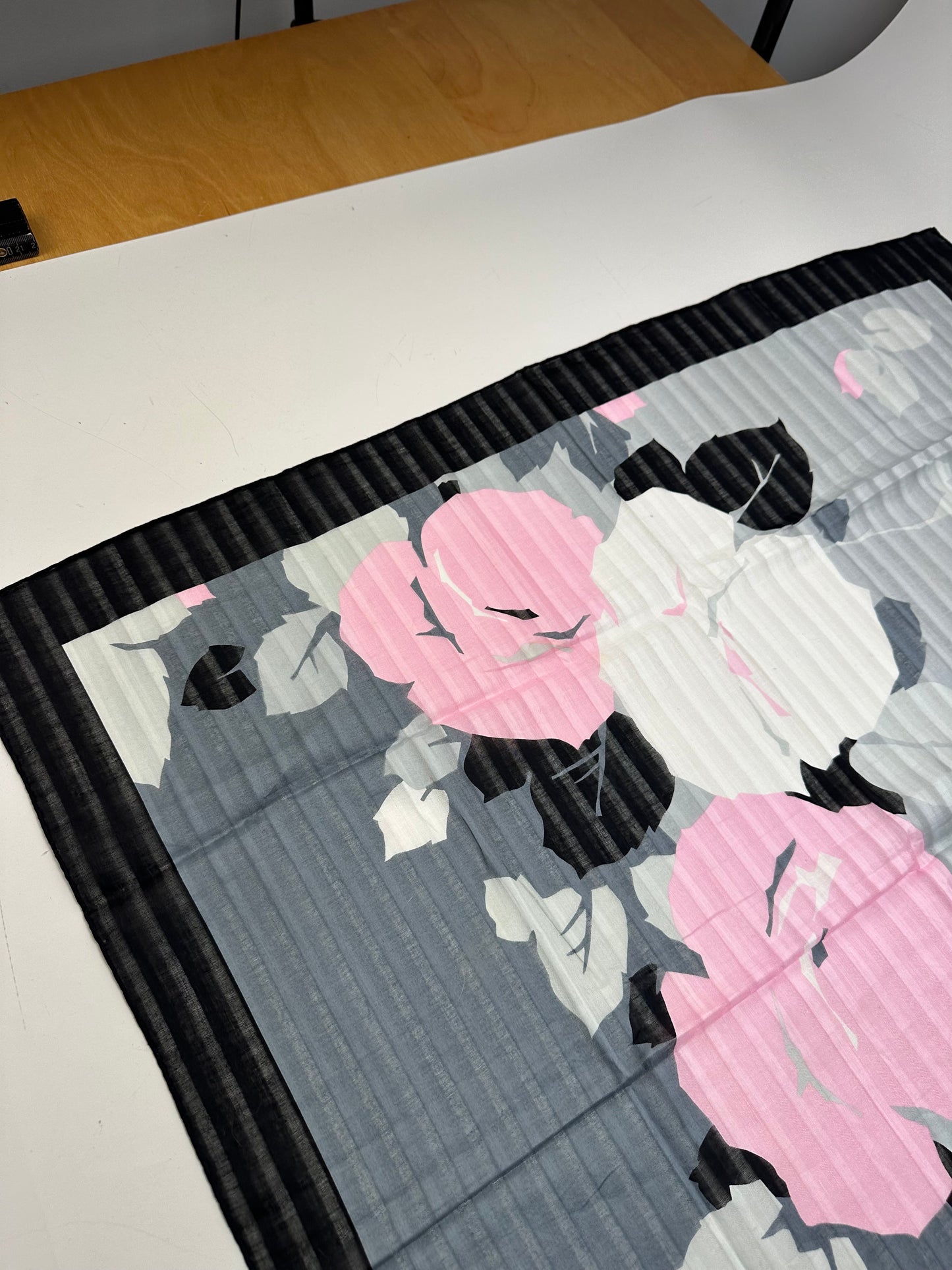 Vintage Dior Silk Foulard Scarf Gray Pink White