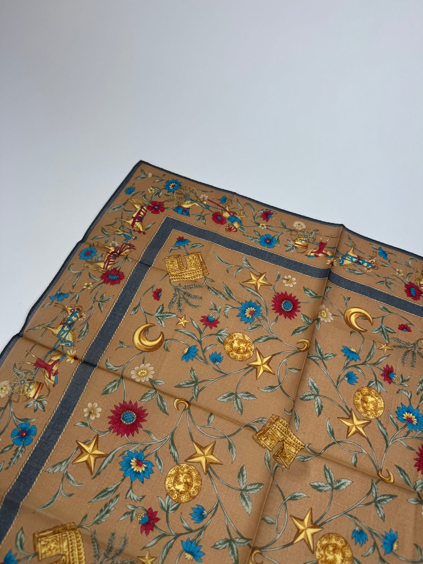 Vintage Celine Scarf Brown Blue