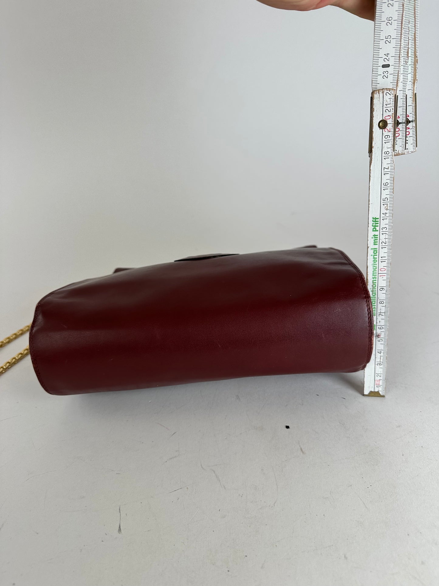 Vintage Cartier Leather Shoulder Bag Burgundy