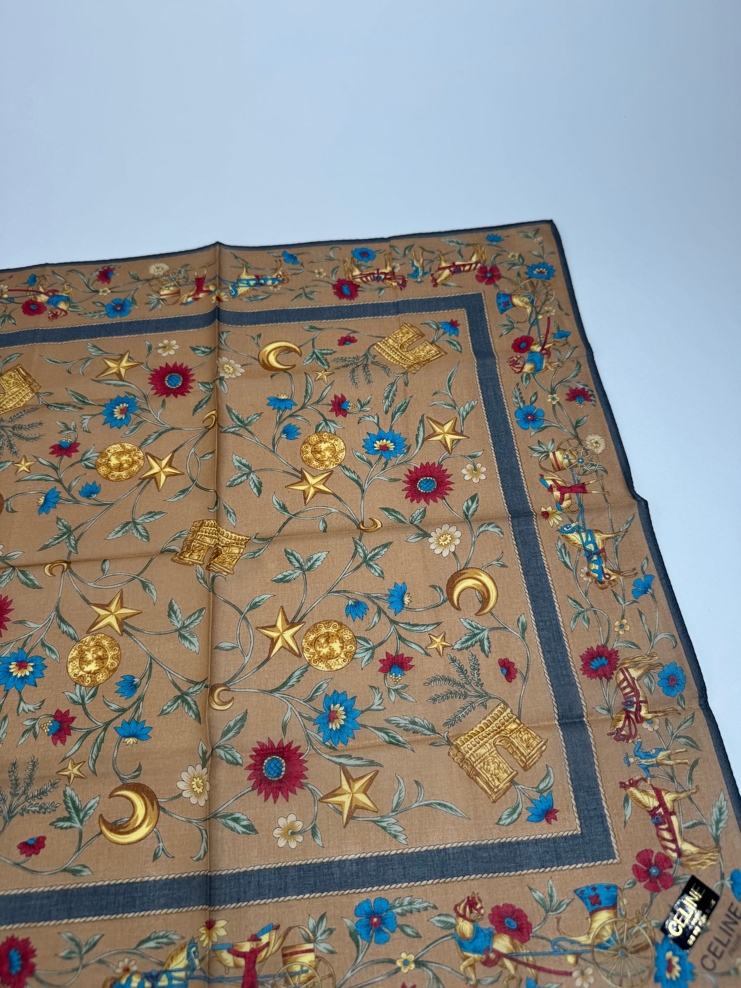 Vintage Celine Scarf Brown Blue