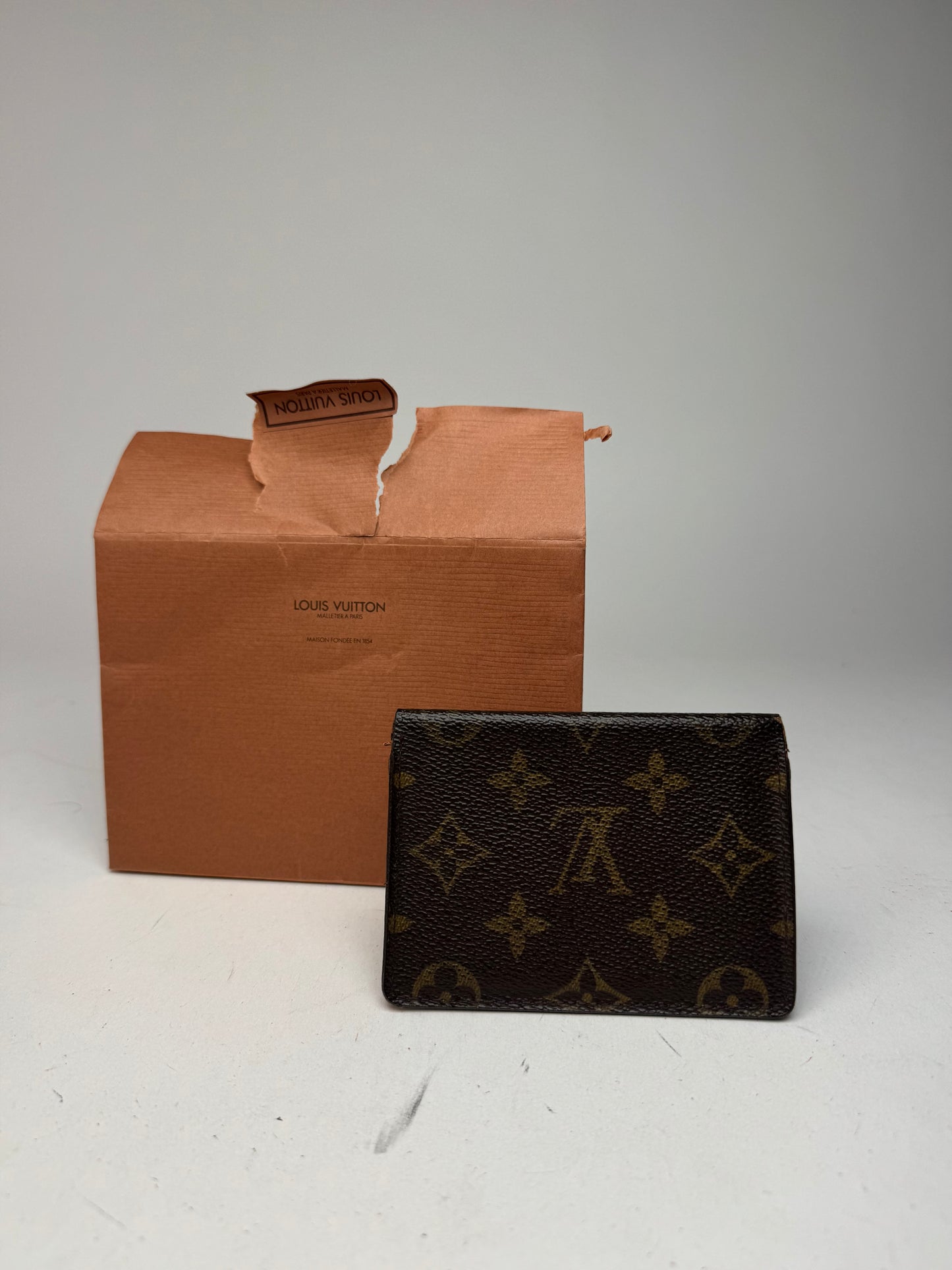 Vintage Louis Vuitton Flapable Leather Card Holder Brown