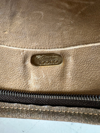 Vintage Gucci GG Supreme Canvas Clutch Wallet Beige Brown