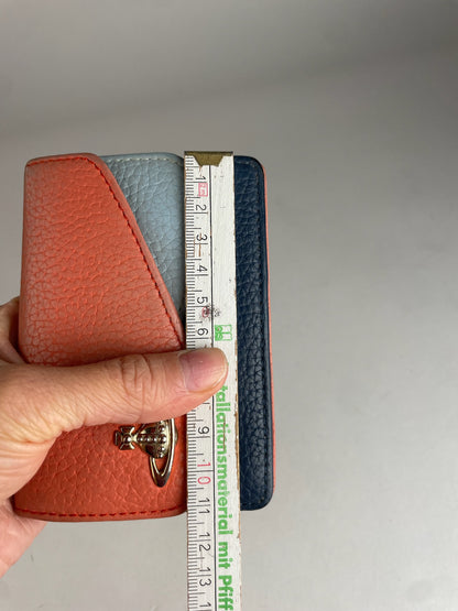 Vintage Vivienne Westwood Leather Card Holder Orange Blue Navy