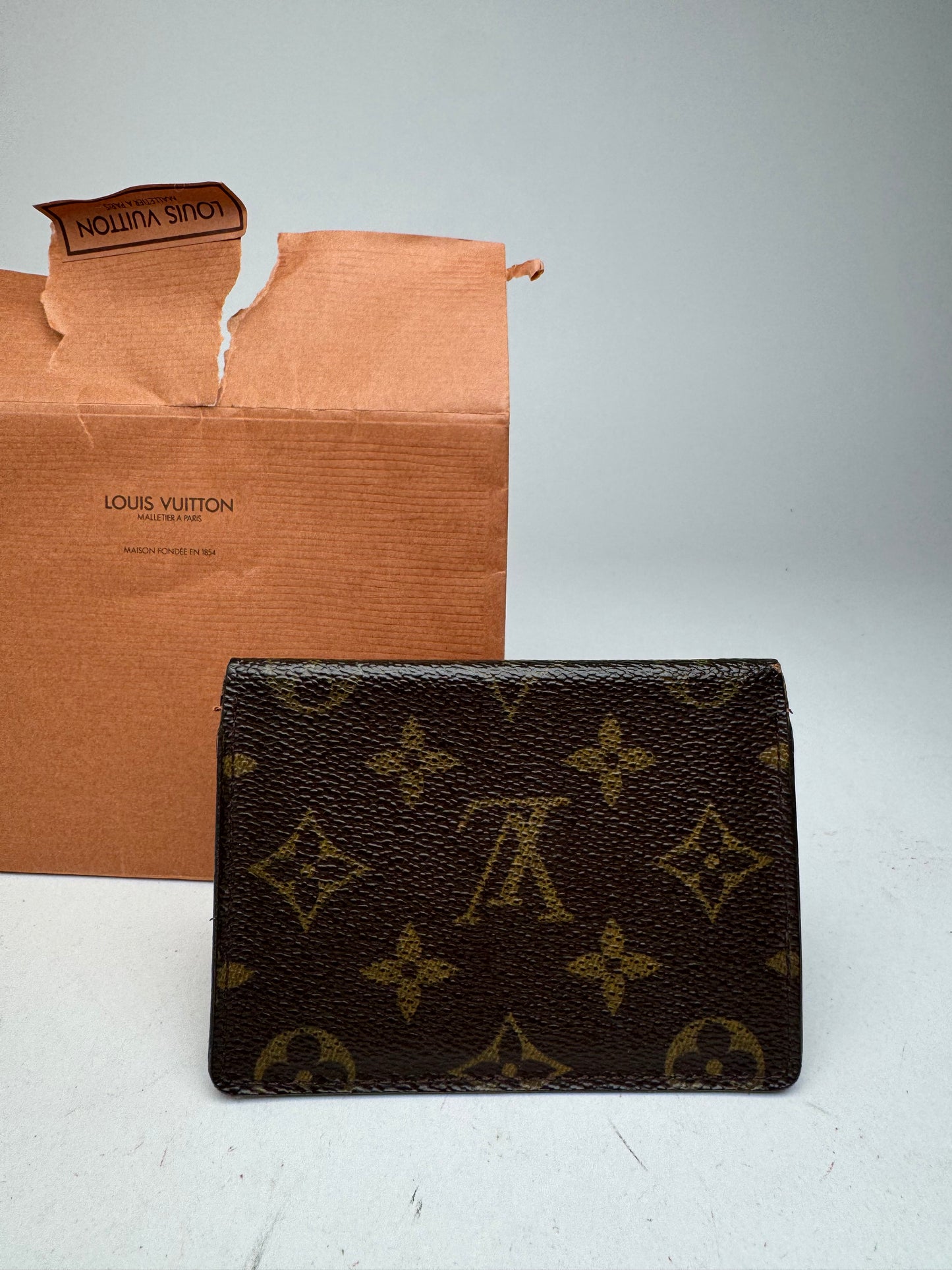 Vintage Louis Vuitton Flapable Leather Card Holder Brown