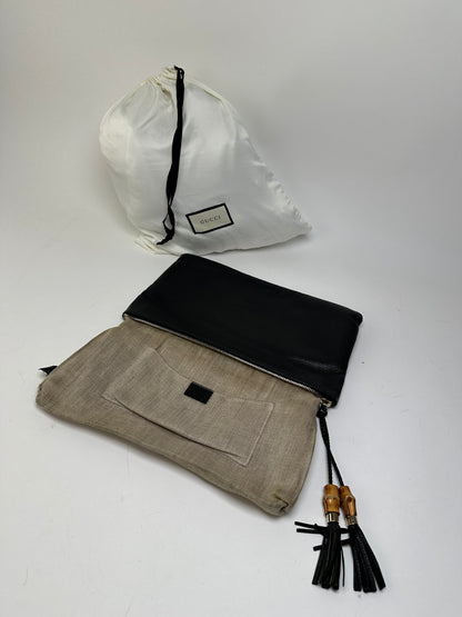 Vintage Gucci Pebbled Leather Clutch Bag Black