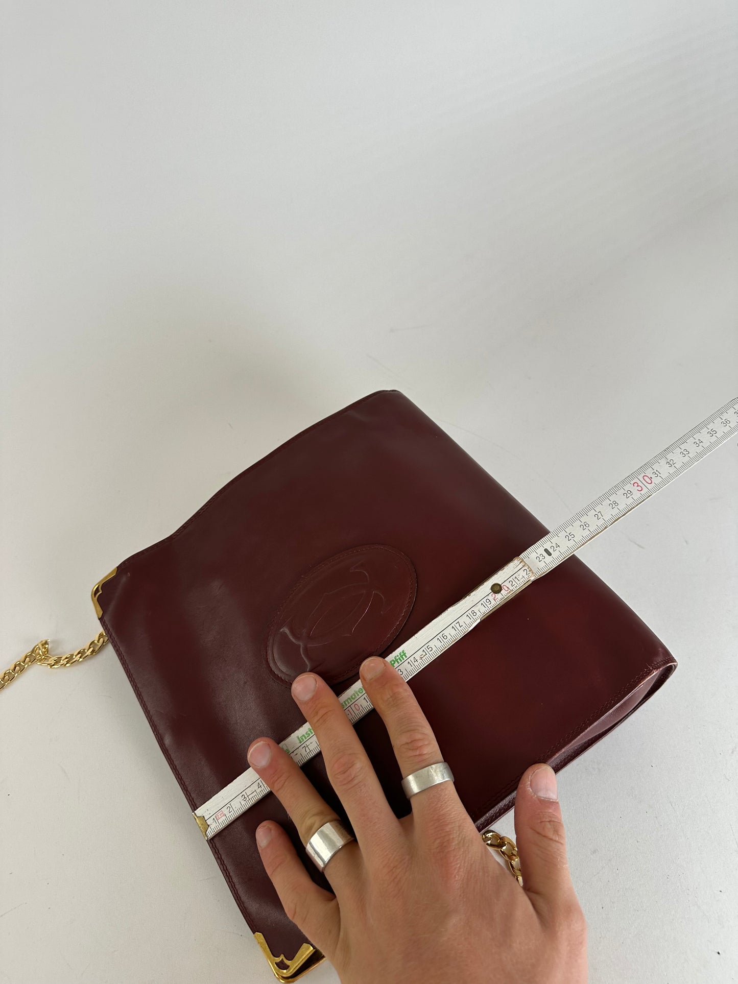 Vintage Cartier Leather Shoulder Bag Burgundy