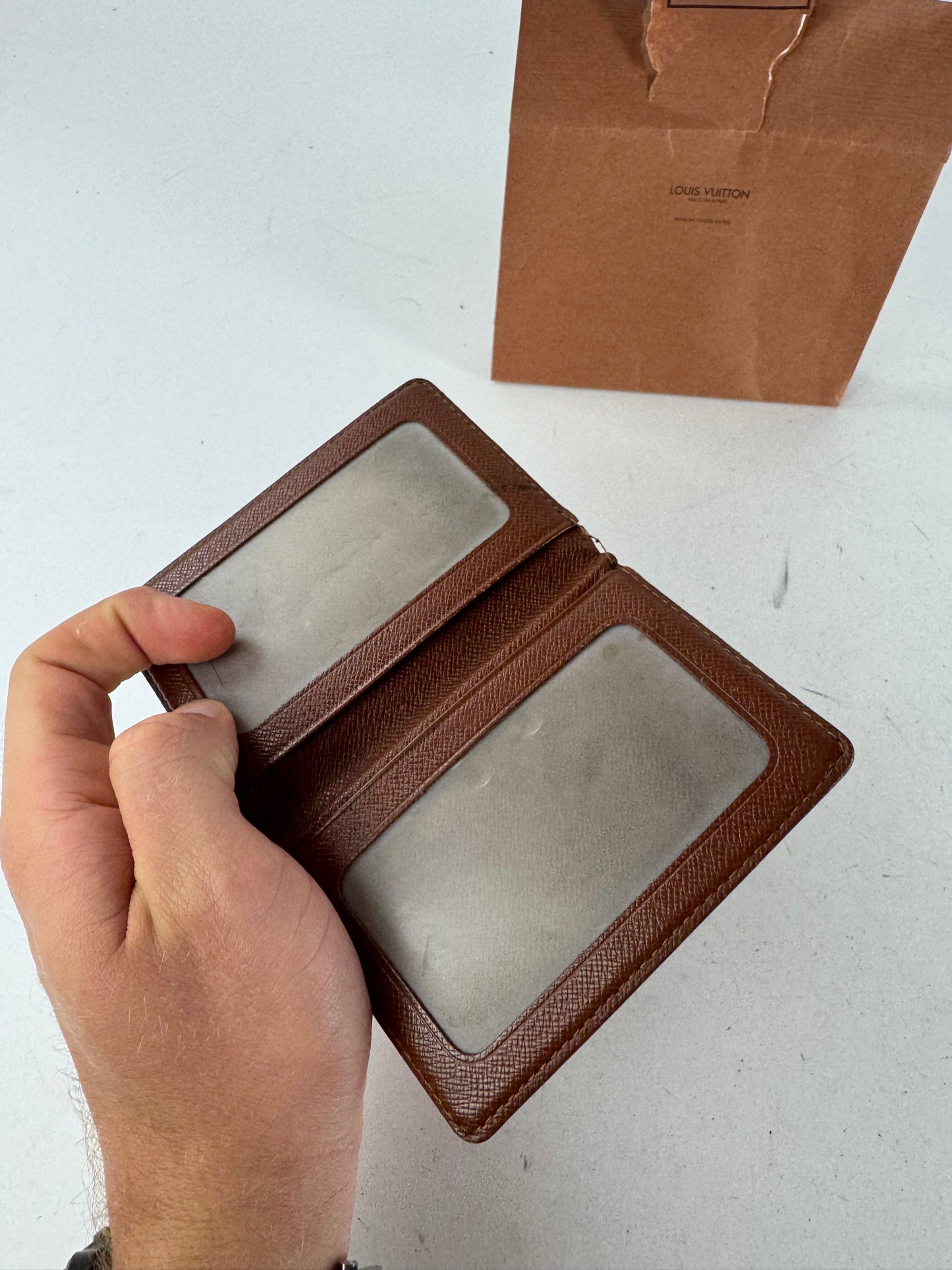 Vintage Louis Vuitton Flapable Leather Card Holder Brown