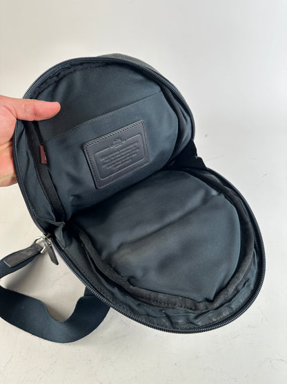 Vintage Coach Leather Sling Bag Teal Black Silver-Tone