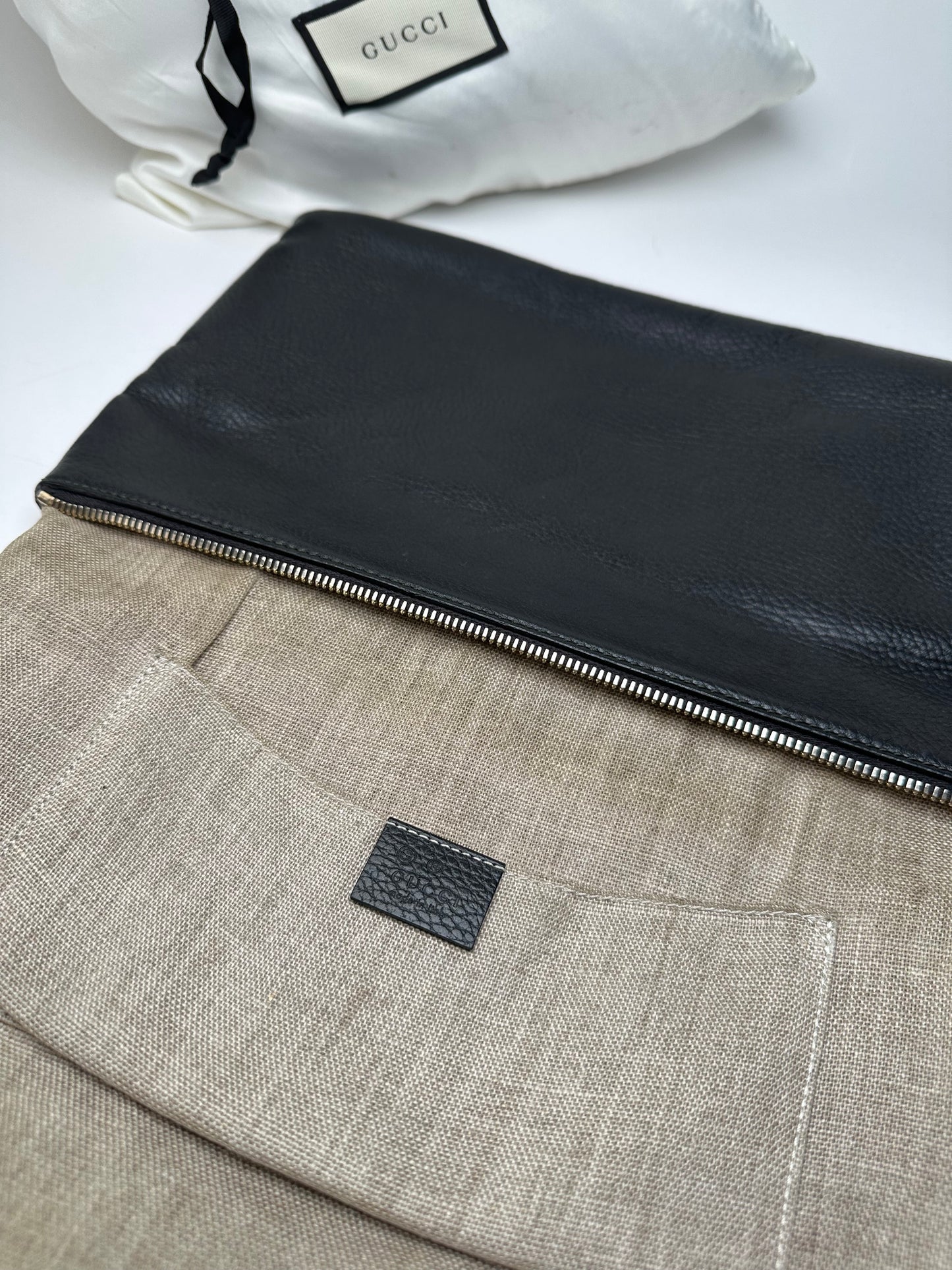 Vintage Gucci Pebbled Leather Clutch Bag Black