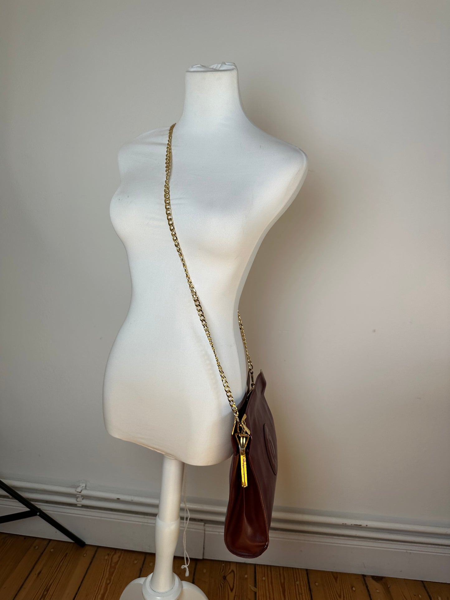 Vintage Cartier Leather Shoulder Bag Burgundy