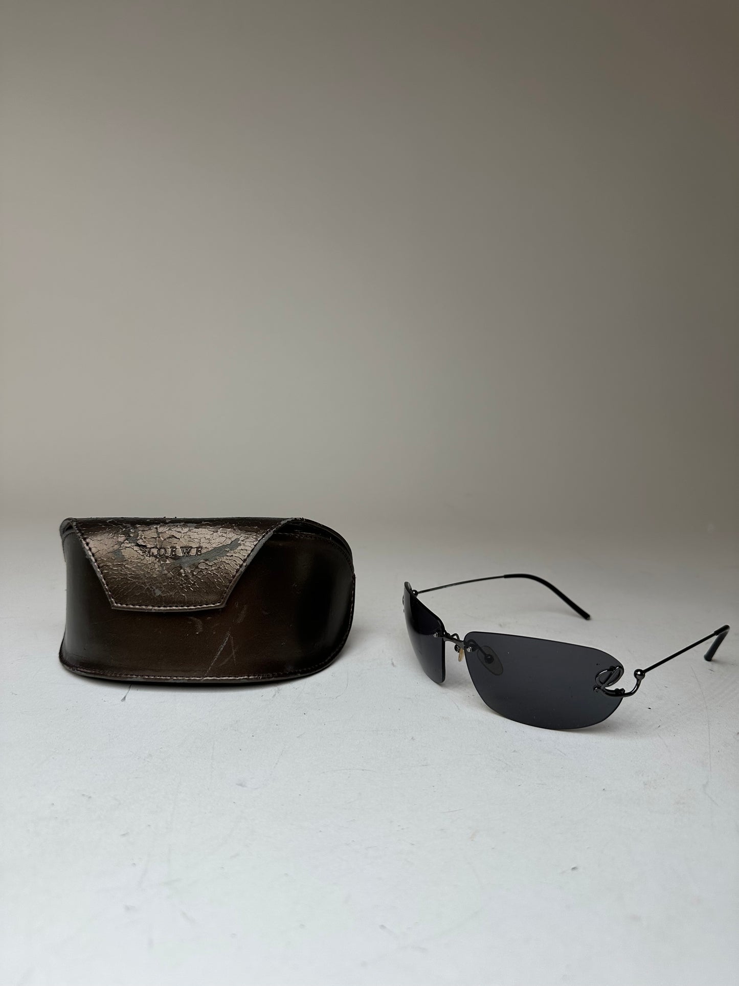 Vintage Loewe Rimless Sunglasses Silver Black