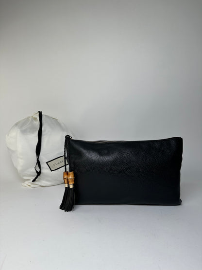 Vintage Gucci Pebbled Leather Clutch Bag Black