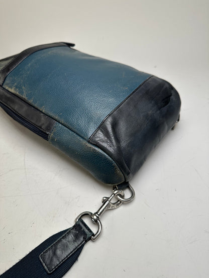 Vintage Coach Leather Sling Bag Teal Black Silver-Tone