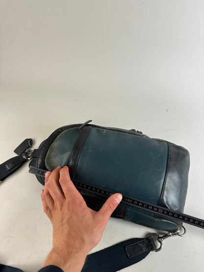 Vintage Coach Leather Sling Bag Teal Black Silver-Tone