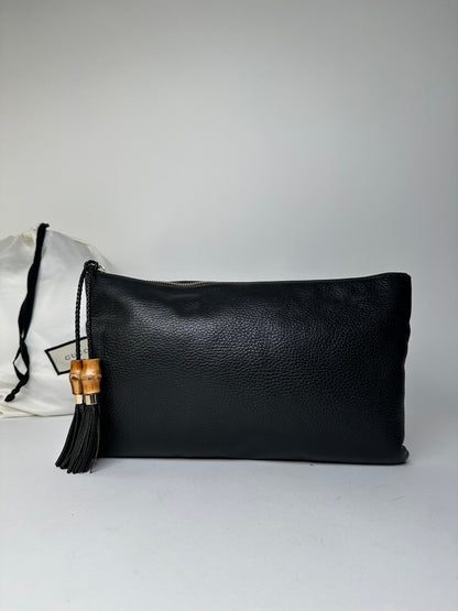 Vintage Gucci Pebbled Leather Clutch Bag Black