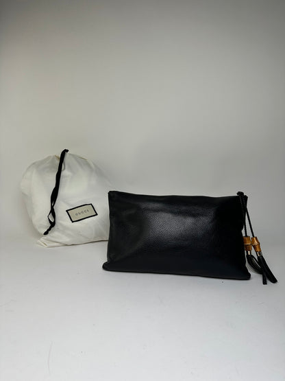 Vintage Gucci Pebbled Leather Clutch Bag Black