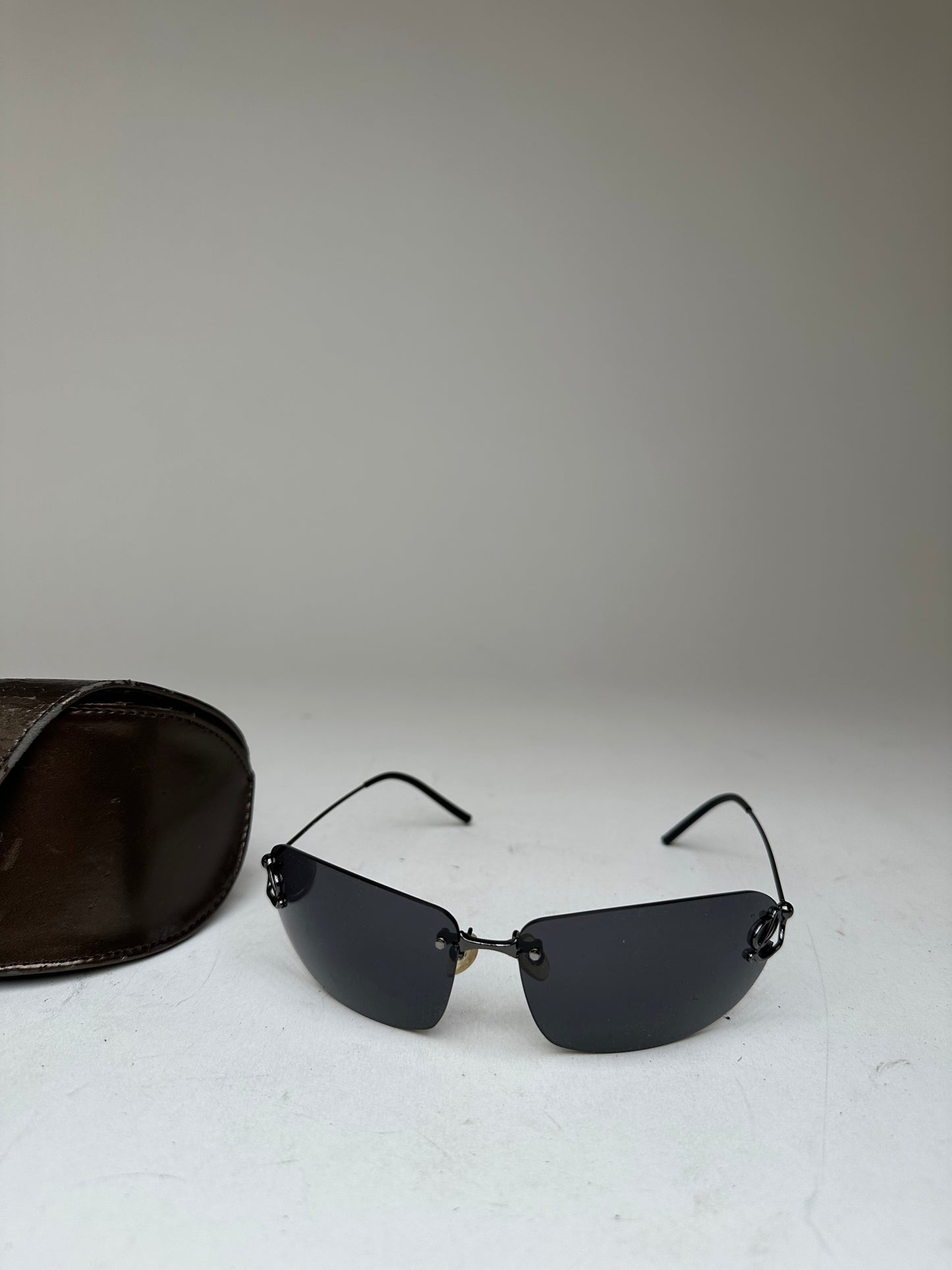 Vintage Loewe Rimless Sunglasses Silver Black