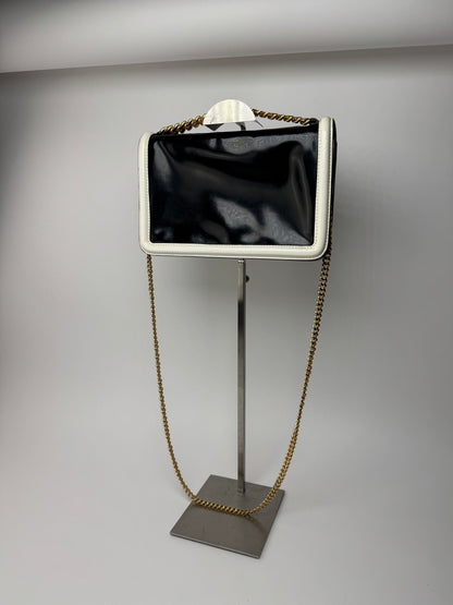 Sac vintage en cuir verni Stella Mc Cartney blanc noir