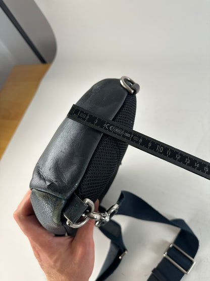 Vintage Coach Leather Sling Bag Teal Black Silver-Tone