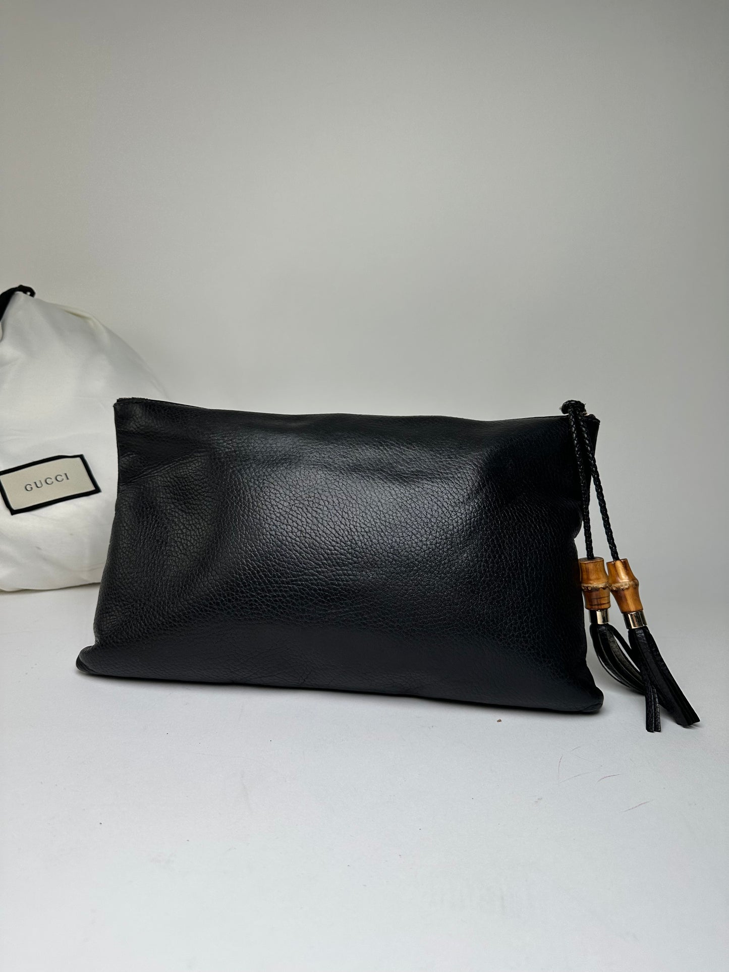 Vintage Gucci Pebbled Leather Clutch Bag Black
