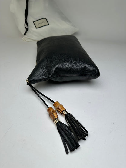 Vintage Gucci Pebbled Leather Clutch Bag Black