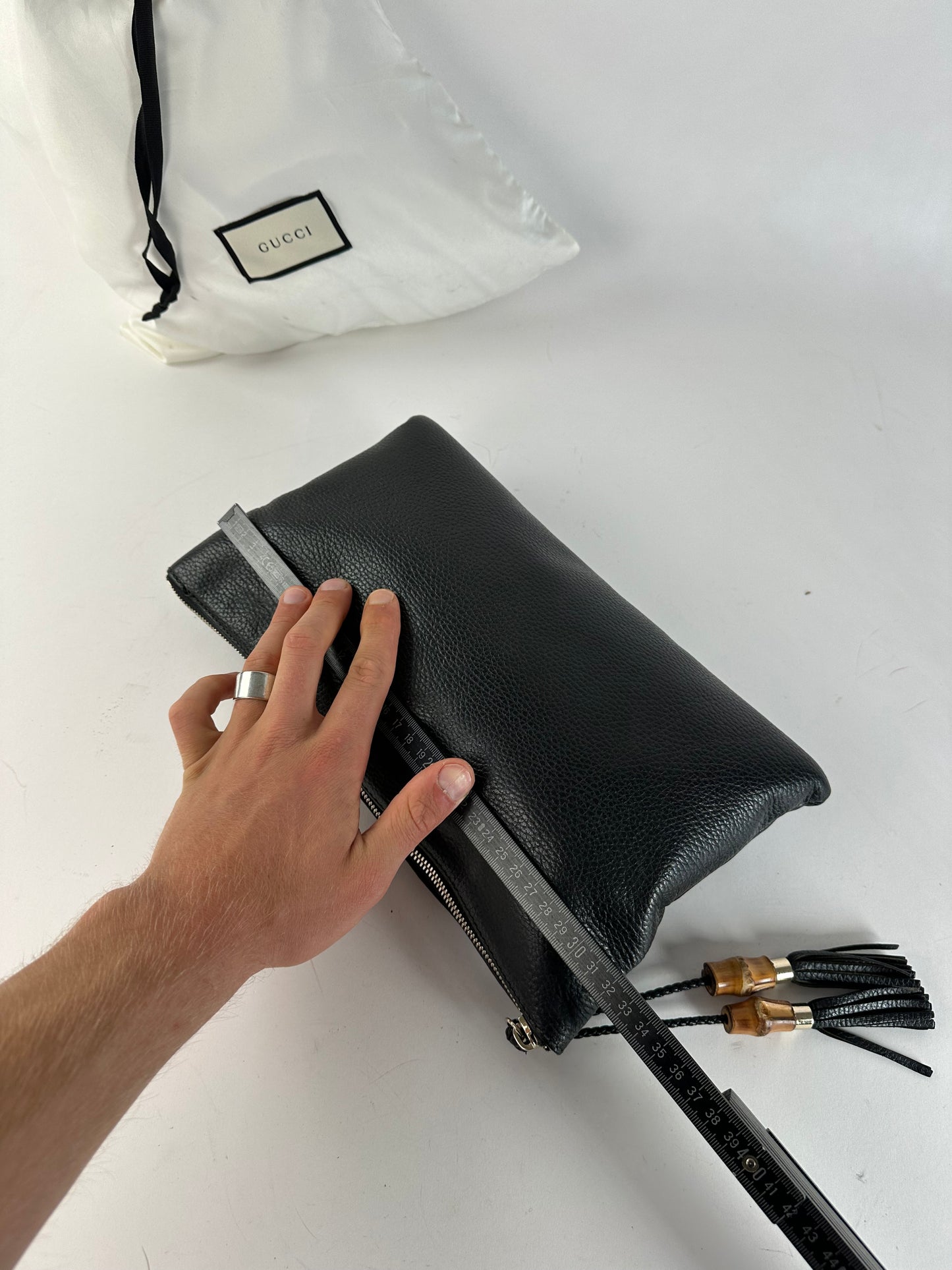 Vintage Gucci Pebbled Leather Clutch Bag Black