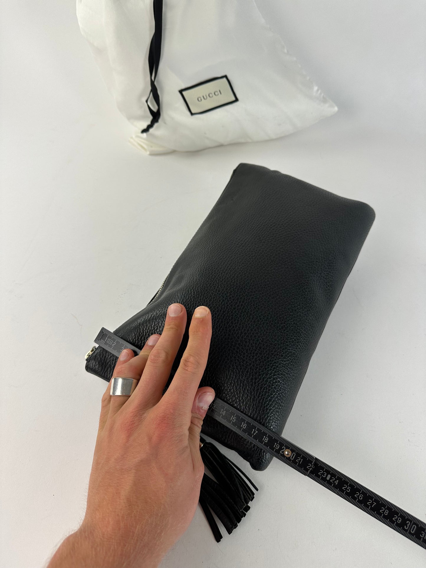 Vintage Gucci Pebbled Leather Clutch Bag Black
