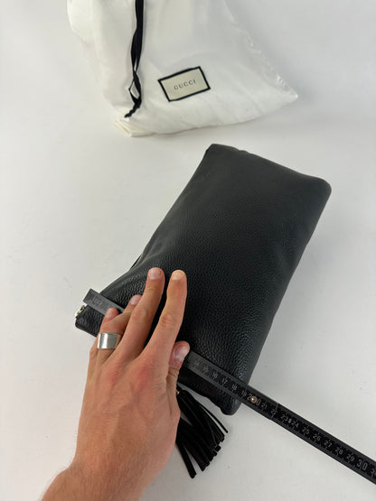 Vintage Gucci Pebbled Leather Clutch Bag Black