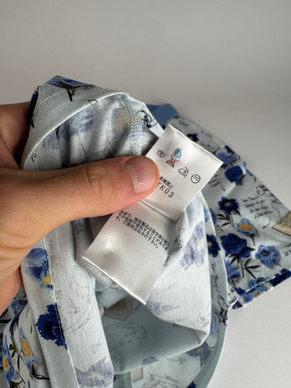 Vintage Dior Cotton Polo Shirt Floral Blue White L