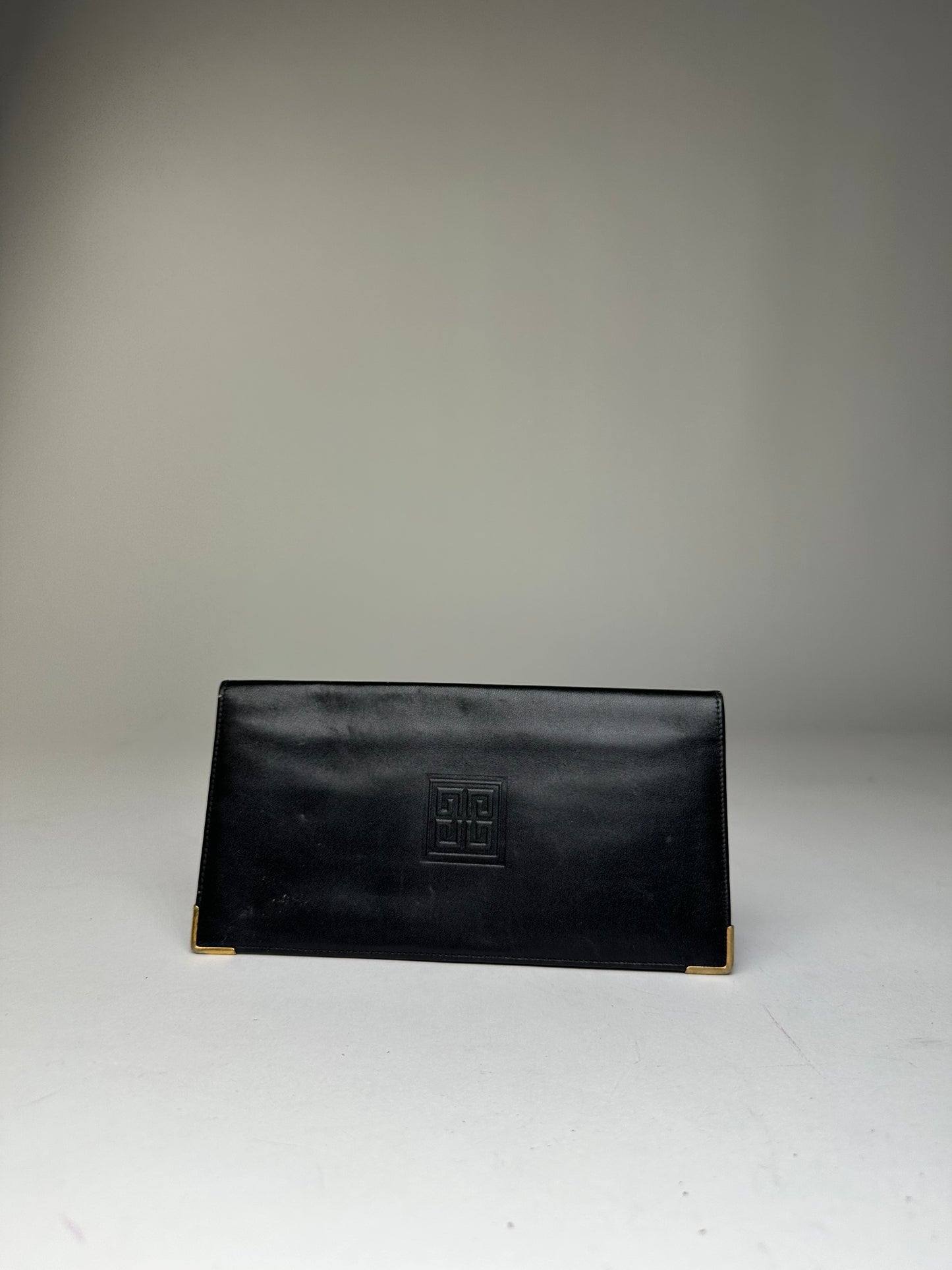 Vintage Givenchy 4G Logo Leather Long Wallet Black