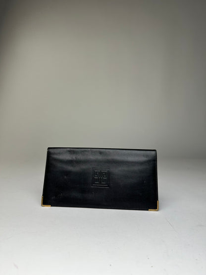 Vintage Givenchy 4G Logo Leather Long Wallet Black