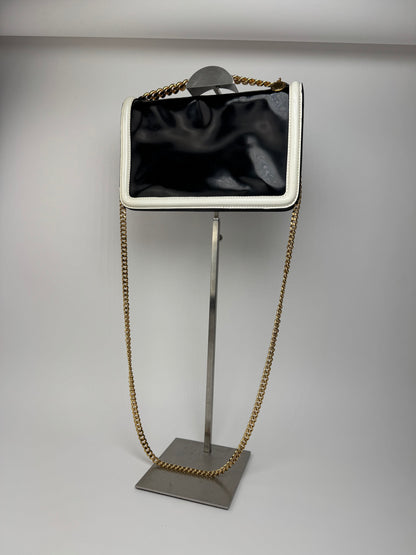 Sac vintage en cuir verni Stella Mc Cartney blanc noir